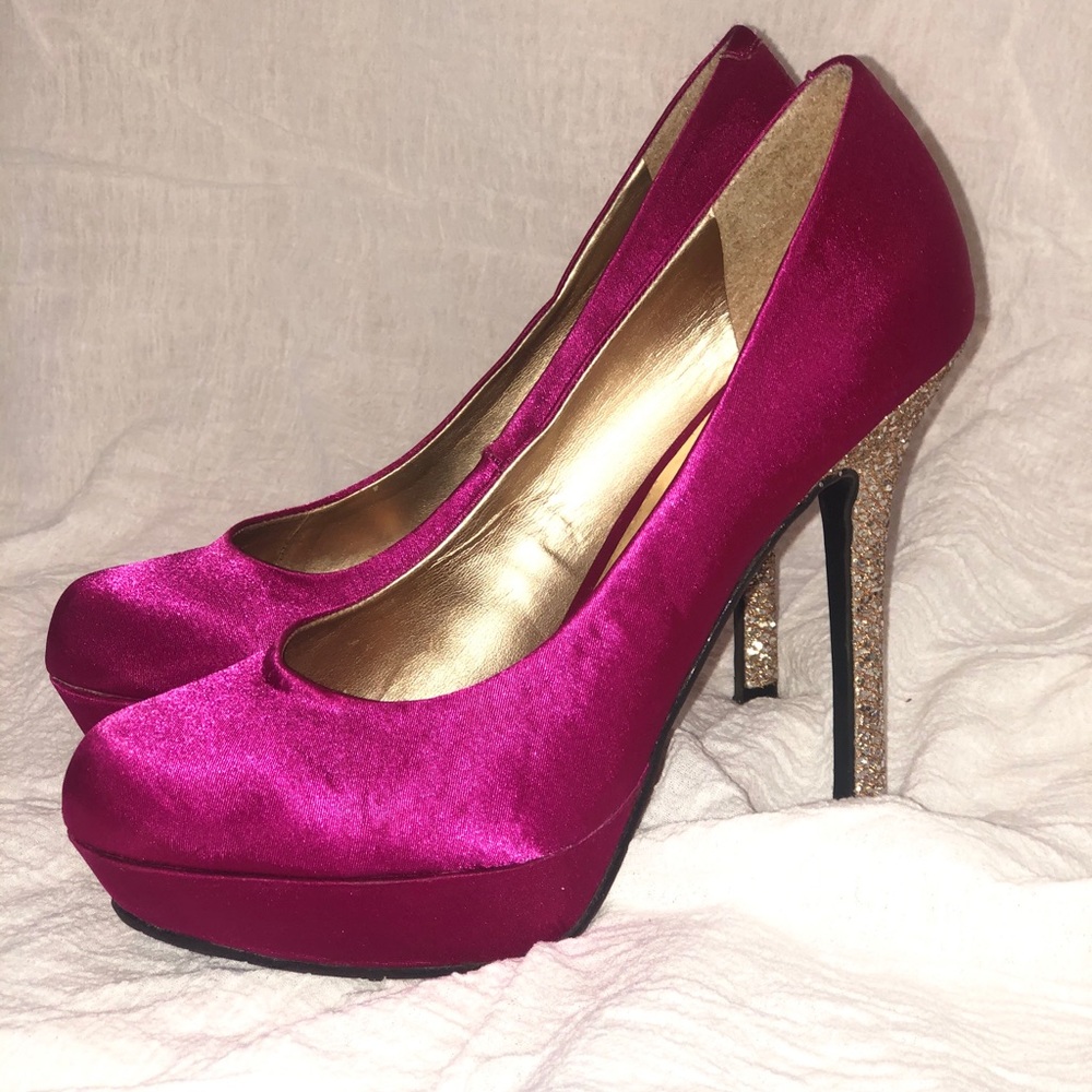 Candies Fuscia Pink and Rhinestone Heels